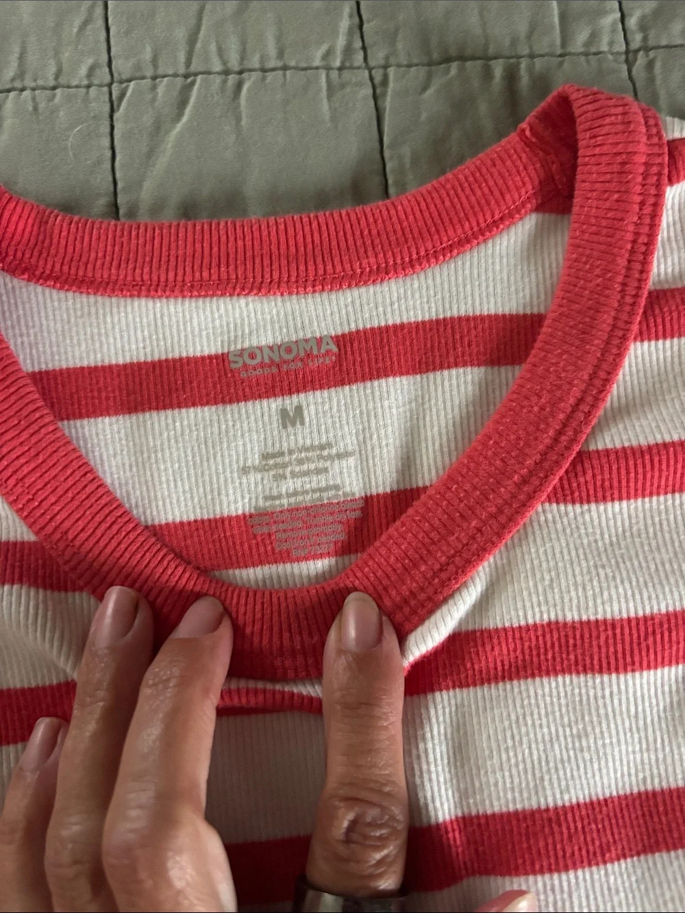 Sonoma Red & White Striped Ribbed Tank